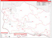 Santa Barbara County Wall Map Red Line Style